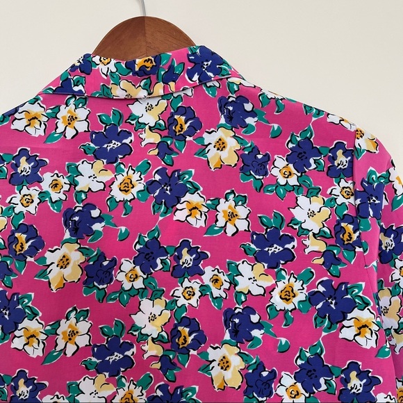 vintage multicolor floral short sleeve button up blouse top [0338] - Picture 5 of 8